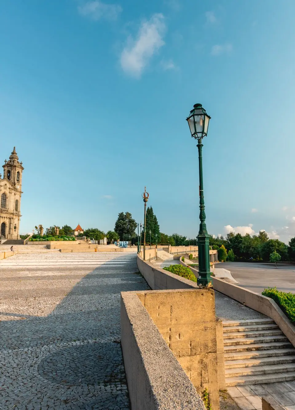 A scenic view of the Sanctuary of Our Lady of Sameiro, a sacred site in Braga, Portugal.
