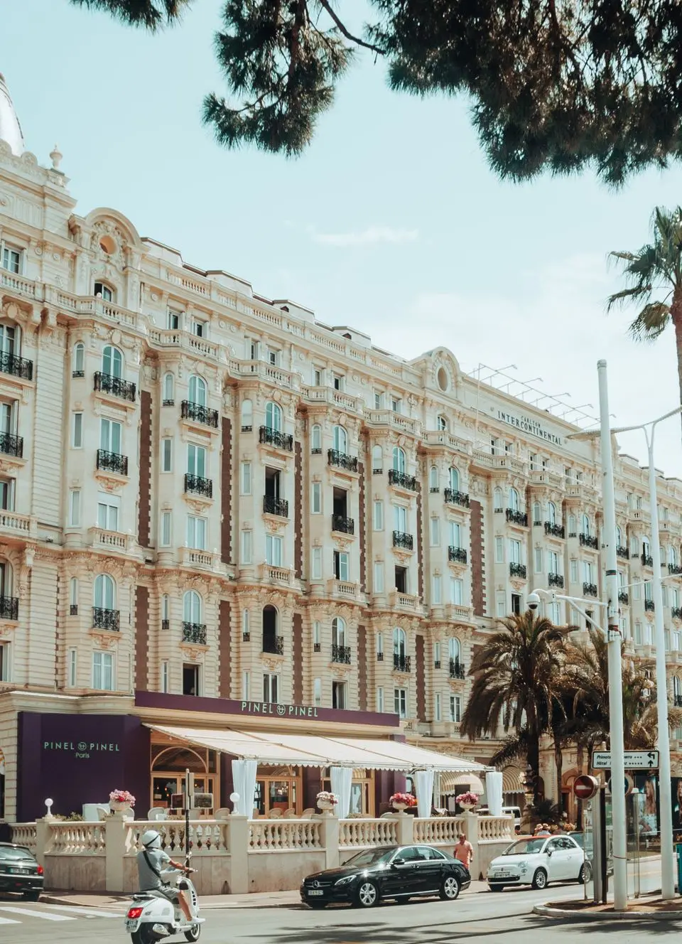 Elegant historic architecture of the Carlton Hotel in Cannes, France.