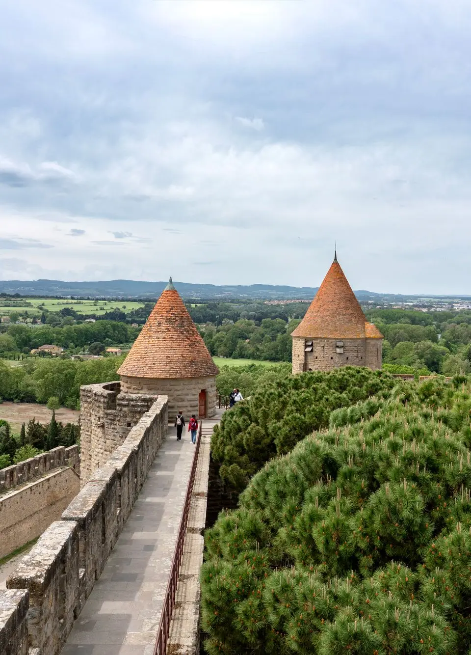 Explore the stunning medieval architecture and scenic landscapes from Carcassonne Castle, France.