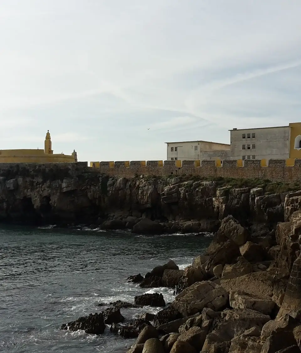 Scenic view of Fortaleza de Peniche overlooking the ocean in Peniche, Portugal.