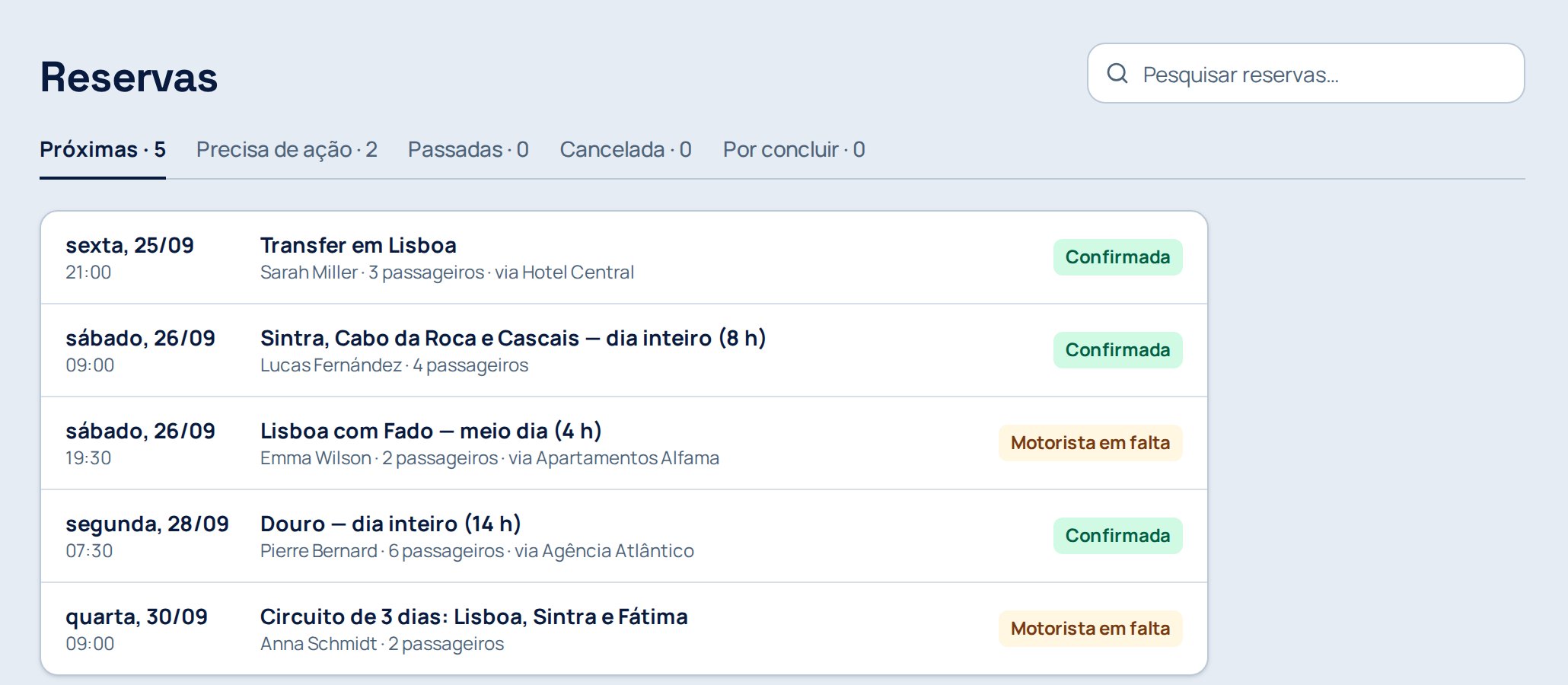 All your bookings in one place